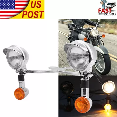 Driving Passing Turn Signals Light  Fog Spot Lamp Bar Kit For Harley Motorcycle • $64.99