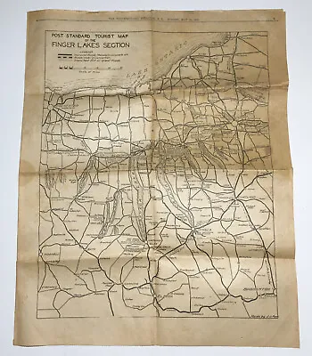 New York State Tourist Map The Post Standard Newspaper Syracuse May 1930 • $39.99