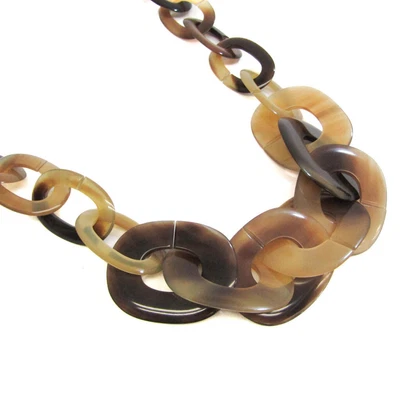 $535 • Buy Hermes Long Necklace Buffalo Horn Women's Choker (Beige,Brown,Dark Brow BF558161