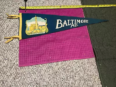 VINTAGE Baltimore Maryland MD Washington Monument SOUVENIR Pennant -FAST SHIPPER • $17.69