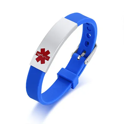 Personalized Medical Alert ID Bracelet Silicon Emergency Wristband Waterproof • $8.09