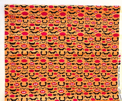 2 Yards X 43  Wide Fabric Halloween Vampire Teeth & Lips Mustaches By AEK New! • $14