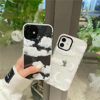 $7.59 • Buy For IPhone 12 11 Pro Max XS XR 7 8+ Cute Moon Cloud Clear Shockproof Phone Case