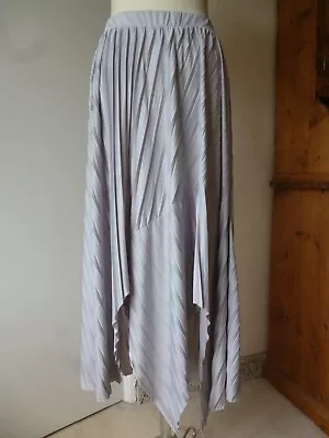 Zara Dove Grey Asymmetric Pleated Midi Maxi Skirt Smart Casual Work Party • £15