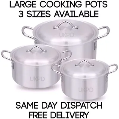 £38.99 • Buy Large Aluminum Cooking Pots Catering Qaulity Food Heavy Rice Curry Lid Gas Cheap