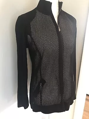 Exclusively Misook SZ XS Black Mesh Zip Cardigan Jacket Knit Sweater Oversized • $29.50