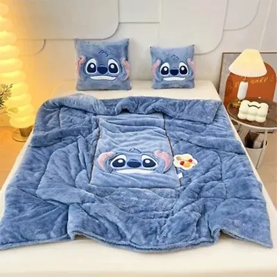 Lilo And Stitch 2 In 1 Blanket Pillow Soft Throw Winter Blanket • £33.99