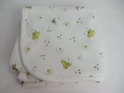 Disney Classic Pooh Tigger Piglet White Yellow Green Striped Cotton Baby Blanket • $74.99