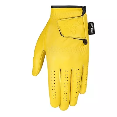 Men's Golf Gloves Soft Feel Cabretta Leather Golf Glove Yellow 3 PACK TEGUS GEAR • $27.99