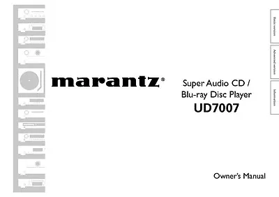 Marantz UD7007 Blu-Ray Player Owners Instruction Manual • $21.99