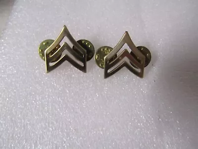 Military Insignia Gold Color Pin On Rank Set Of 2 E-5 Sergeant • $3.99