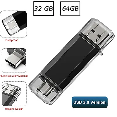 $9.99 • Buy 32GB 64GB I Flash Drive OTG Adapter Type C USB 3.0 Storage Memory Stick