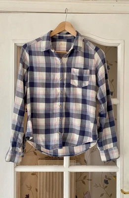 £12 • Buy Hollister Womens Soft Blue White Pink Check  Shirt, Size Small UK 8-10