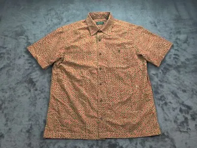 Orvis Shirt Mens Large Brown Polka Dot AOP Short Sleeve Button Up Collared • $7.49