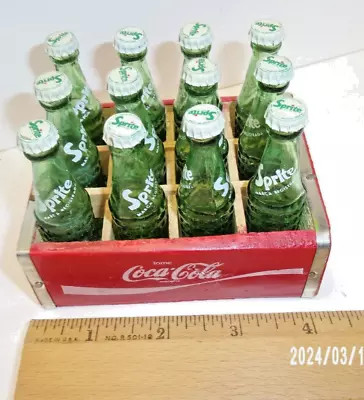 12 TOME Coca Cola Sprite Mini Miniature Glass Bottle Wood Case MARCA REGISTRADA • $95