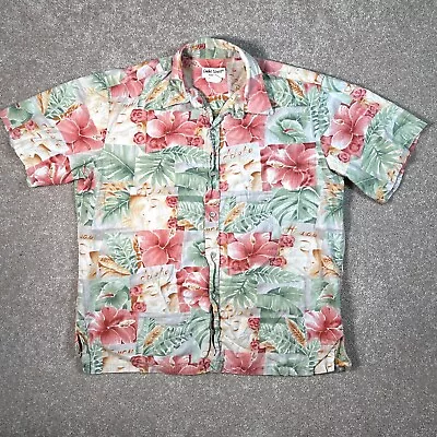 Cooke Street Hawaiian Shirt Mens Large Floral Flower Print Leaves Aloha • $12.94