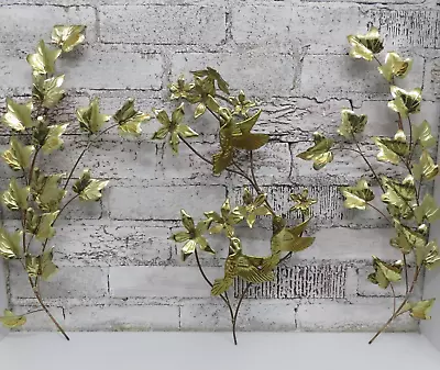 3 Piece Vintage Wall Hanging Spray Leaves Hummingbird Brass Metal Art MCM Kitsch • $40