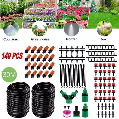 100FT 30M Auto Drip Irrigation System Kit Timer Micro Sprinkler Garden Watering • $16.98