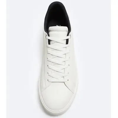 Zara Lace Up Basic Sneakers Shoes White Mens Size 40 Low Top Flat Heel Round Toe • $20