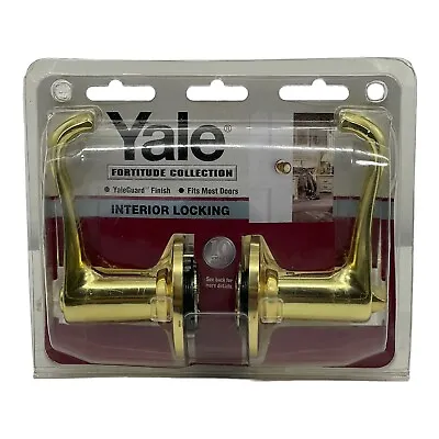 YALE Fortitude Collection BRASS Interior Locking Door Lever Handle Set Doorknob • $24.99