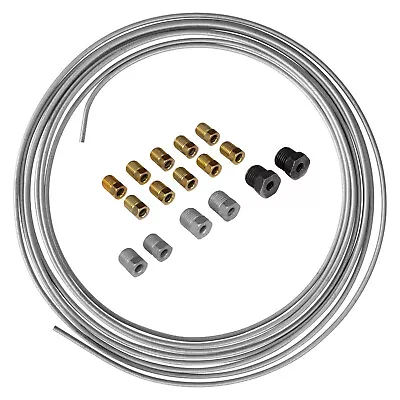 3/16 OD 25 Ft Steel Brake Line Tubing Coil And Fitting Kit - 16 Fittings - SAE • $19.99