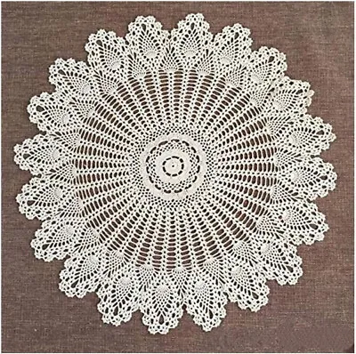 36inch Vintage Cotton Handmade Tablecloth Crochet Round Lace Table Topper Doily • $17.09