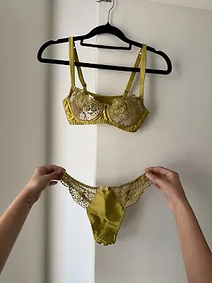 Chartreuse Honey Birdette Pre-owned Two-piece Lingerie Set. • $20.50