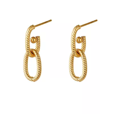 £11.04 • Buy 18ct Gold-Plated Double Twisted Chain Link Stud Earrings