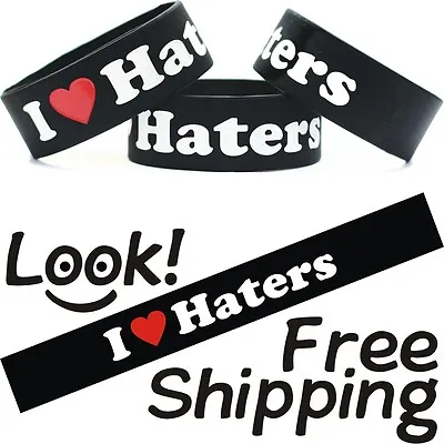 I Love Haters Wristband Bracelet Free Shipping Heart My Haters Wrist Band • $8.98