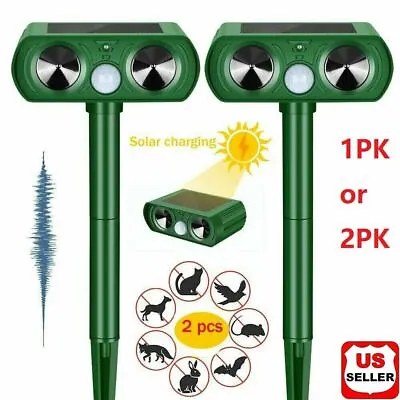 1/2 PK Animal Repeller Ultrasonic Solar Power Outdoor Pest Cat Mice Deer Sensor • $11.66