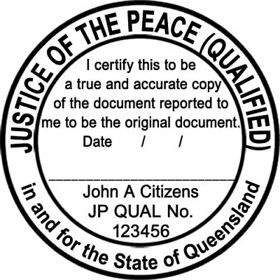 QLD JP JUSTICE OF THE PEACE Queensland Custom Stamp Self Inking Refillabe Large • $20.59