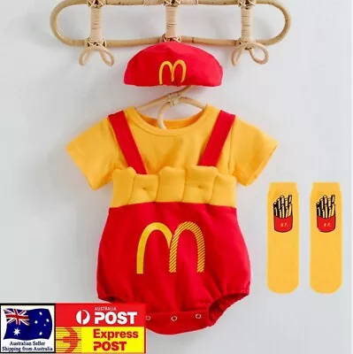 Baby Boys Girls 2 Pieces Mcdonalds Costume One Piece Romper + Hat Clothes 0-3Yrs • $23.95