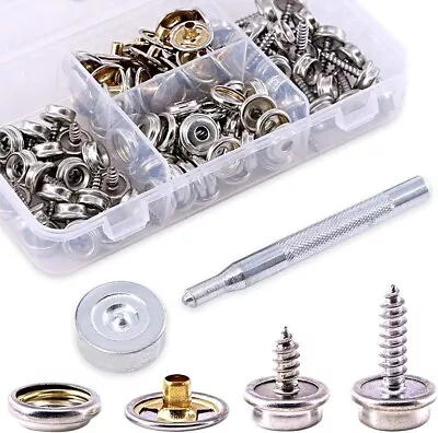 Marine Grade Canvas Snap Button Fastener Kit Stainless Steel 120 Pieces Silver • $21.21