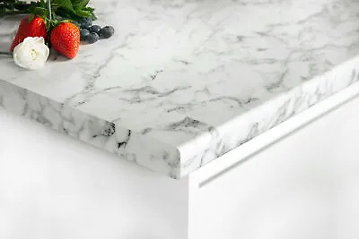 Calcutta Marble Round Edge Laminate Kitchen Worktops • £268.50