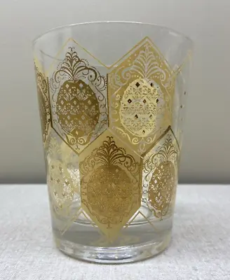 Vintage MCM Mid Century Ned Harris CERA Gold Pineapple Low Ball Cocktail Glass • $18