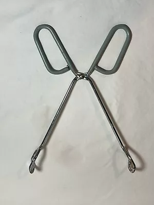 Vintage Green Handle Metal Kitchen Tongs Jelly  • $10