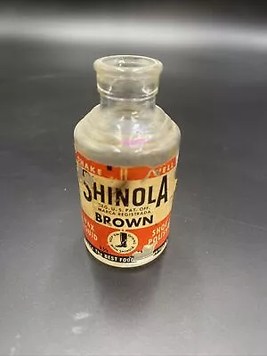 Shinola Antique Paper Label Glass Medicine Bottle Medical Pharmacy Apothecary • $15