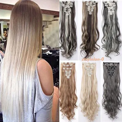 $11.99 • Buy Natural New Hair Clip In Hair Extensions 8 Pieces Full Head Long As Human #ZY