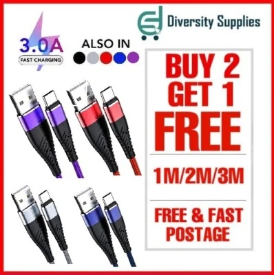 £4.95 • Buy Type C Cable For Samsung S8 S9 S10+ S20+ Charging Fast Charger Phone Lead USB-C