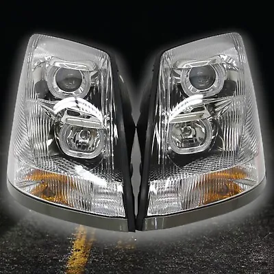 Volvo VNL Headlights Chrome LED U Bar Projector Design 1 Pair 2004-2015 DOT SAE  • $350