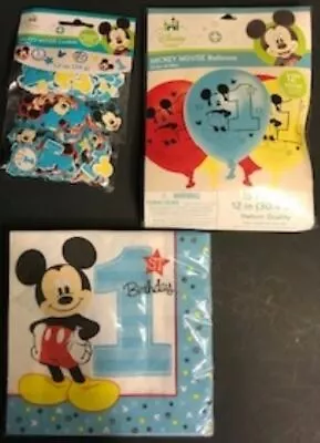 Mickey Mouse Happy 1st Birthday Party Decorations - Balloons Napkins Confetti • $10.99