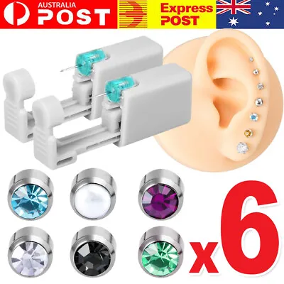 $9.99 • Buy 6x Self Ear Nose Piercing Gun Earring Disposable Stud Gun Kit Sterile Low Pain