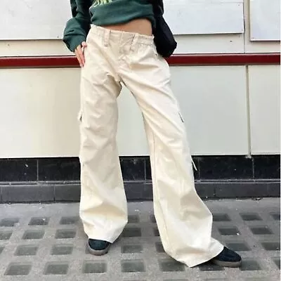 MOTEL ROCKS Hansa Wide Leg Cargo Pants Trouser In Panama Ecru Size Small • $28