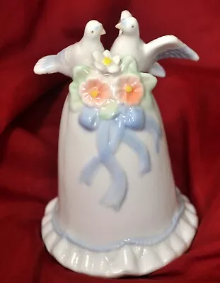 Porcelain Wedding Bell Cake Decoration 5.5  Pastel Colors Under Glaze Doves • $15.60