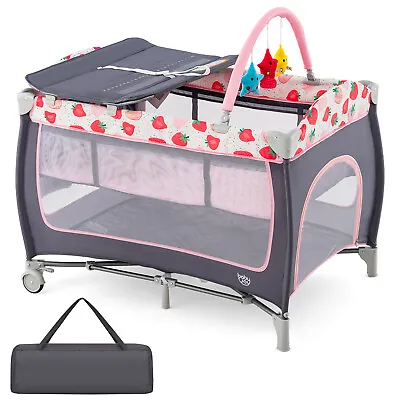 4 In 1 Baby Bassinet Folding Infant Nursery Center Travel Crib Cot W/Toy Bar • $109.95