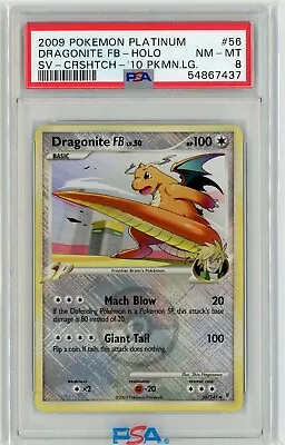 $39.99 • Buy PSA 8 NM-MINT - Dragonite FB 56/147 (2010 Pokemon League) Crosshatch Holo Promo