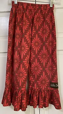 Matilda Jane Youth Girl’s Pull On Pants Size 8 Flared Ruffles Red Floral Cotton • $14.99