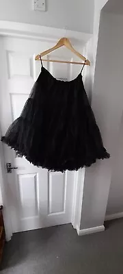 Womens Petticoat Underskirt 50s Swing Fancy Net Skirt One Size Black • £5