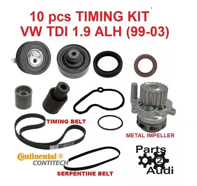 1.9 ALH TDI DIESEL VW GOLF JETTA BEETLE TIMING BELT KIT; W WATER PUMP 99-03 10pc • $179