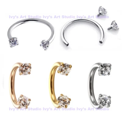 $4.99 • Buy Gem Surgical Steel Horseshoe Ring Nose Ear Lip Cartilage Septum Tragus Piercing